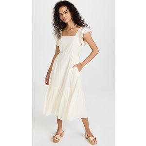 Madewell ivory cream open back tiered midi prairie dress- excellent condition